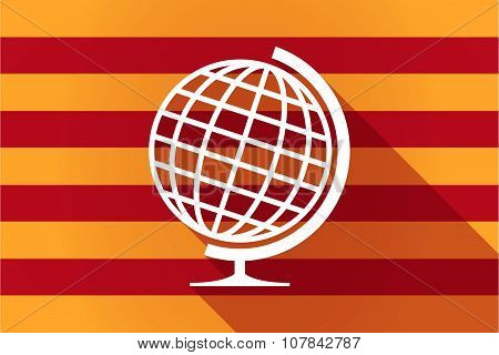 Long Shadow Catalonia Vector Flag With  A Table World Globe