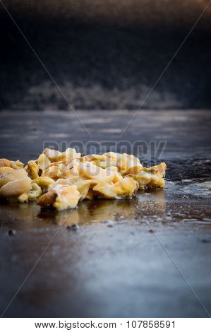 Fried clams while cooking