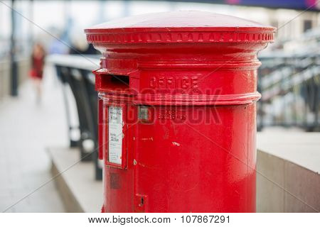 Her Majesty Royal Mail. Red post box  London