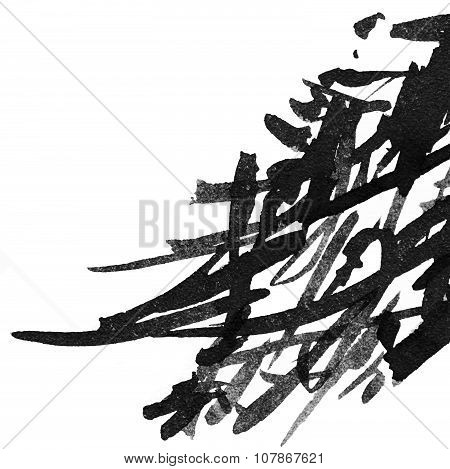 Black and white ink calligraphy hieroglyph