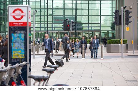 LONDON, UK - SEPTEMBER 9, 2015: Bike parking line in Canary Wharf