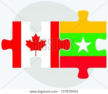 Canada And Myanmar Flags