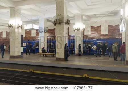 Nizhny Novgorod RUSSIA - 02.11.2015. Interior of a Moskovskaya subway station