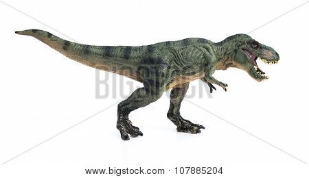 Tyrannosaurus Toy On A White Background