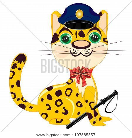 Cartoon Animal Leopard Police