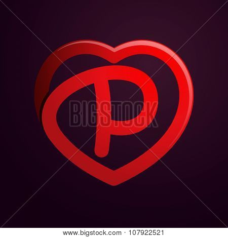 P Letter With Red Heart.