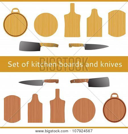 chopping kitchen boards, kitchen knives with a gradient