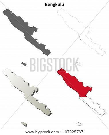 Bengkulu blank outline map set