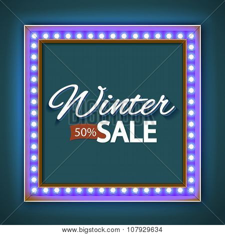Winter sale with blue lights