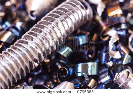 Metal shavings after metal cutting
