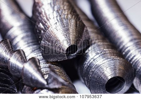 Shiny metal shaves after drilling