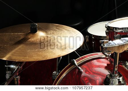 Drum set on a stage