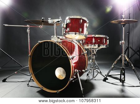 Drum set on a stage
