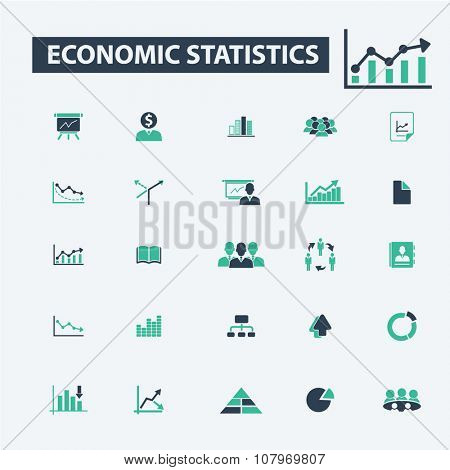 economic statistics, analytics  icons, signs vector concept set for infographics, mobile, website, application
