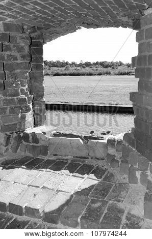 View looking out of Fort Pulaski