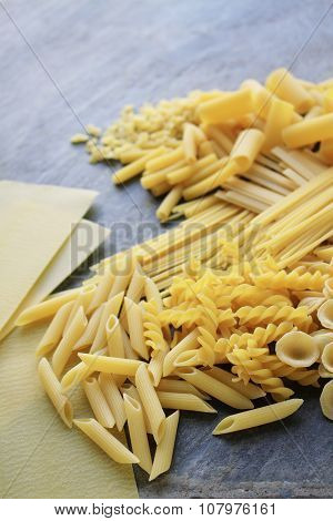 uncooked pasta selection