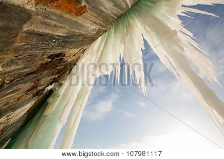 Lake Superior Grand Island Ice Curtains, Munising Michigan