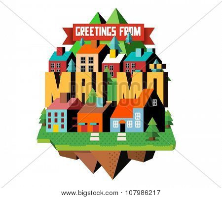 Malmo beautiful city in europe. vector cartoon illustration