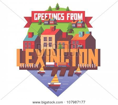 Lexington beautiful city to visit. vector cartoon