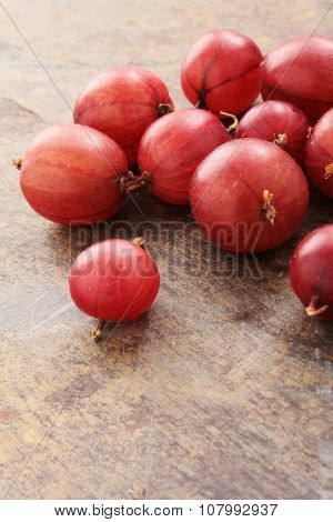 fresh red gooseberries