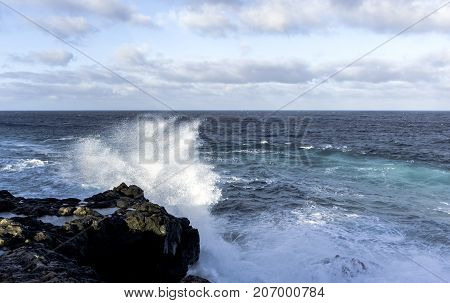 Waves in Atlantic Ocean / Los Cocoteros, Lanzarote, Canary Islands, Spain