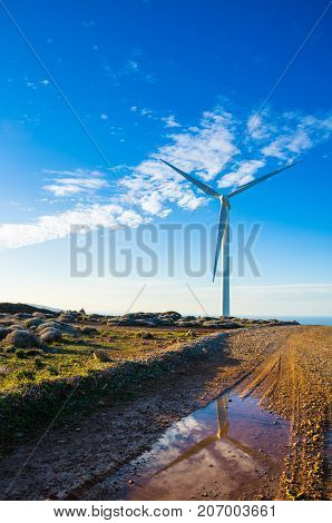 Wind turbines at a wind farm, Crete, Greece