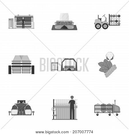 Textiles, industry, tissue, and other  icon in monochrome style.Machinery, machine, hoist icons in set collection