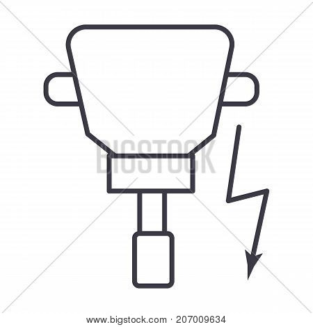 driller vector line icon, sign, illustration on white background, editable strokes
