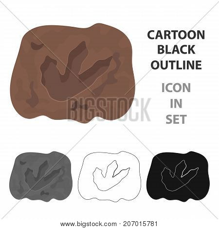 Rock with dinosaur footprint icon in cartoon design isolated on white background. Dinosaurs and prehistoric symbol stock vector illustration.