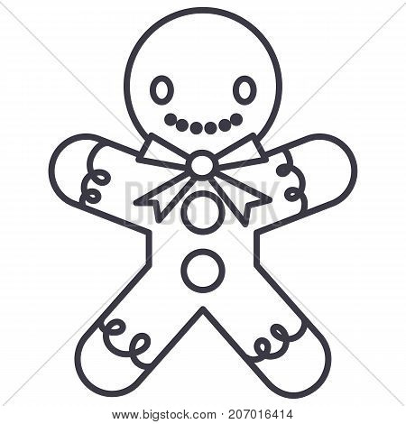 gingerman  vector line icon, sign, illustration on white background, editable strokes