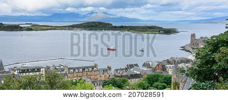 Oban Bay From Mccaig's Tower In Oban, Scotland