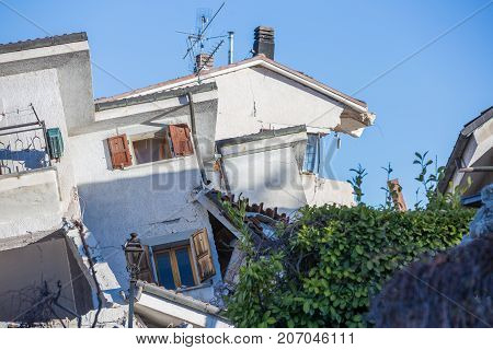 Earthquake Center Italy August 24, 2016. Amatrice