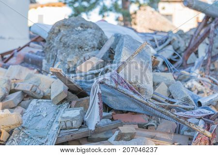 Earthquake Center Italy August 24, 2016. Amatrice
