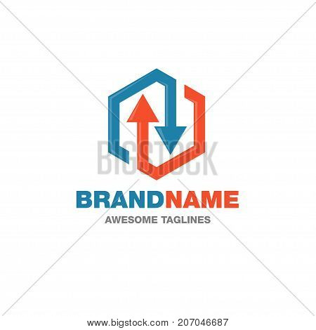 Arrows link recycled logo, business logo concept illustration. Abstract arrows,business logo concept illustration. Abstract icon design element. Vector logo template