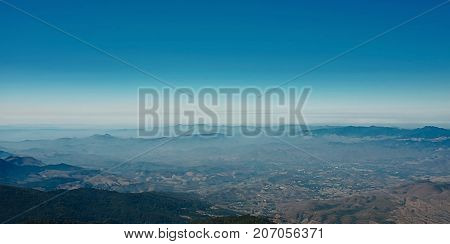 Panoramic mountain viewpoint of Kew Mae Pan scenery at Doi Inthanon national park Chiang Mai Thailand