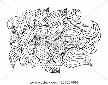 Abstract Hand Drawn Illustration, Decotative Waves Background
