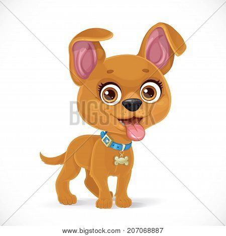 Cute Cartoon Little Puppy Isolated On A White Background