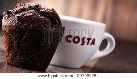 Cup Of Costa Coffee Coffee And Muffin