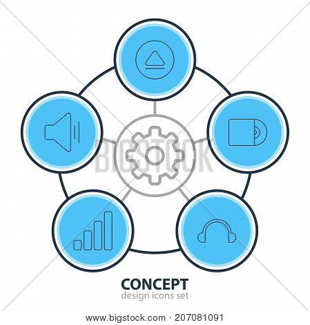 Editable Pack Of Compact Disk, Audio, Rewind And Other Elements.  Vector Illustration Of 5 Melody Icons.