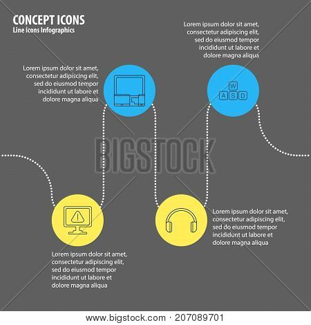 Editable Pack Of Gadgets, Keyboard, Headsets And Other Elements.  Vector Illustration Of 4 Computer Icons.