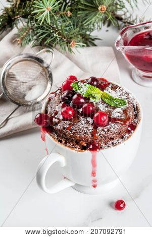 Chocolate Mugcake With Cranberry