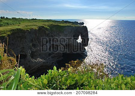 Cape Manzamo along the coast. Nago county, Okinawa. Japan