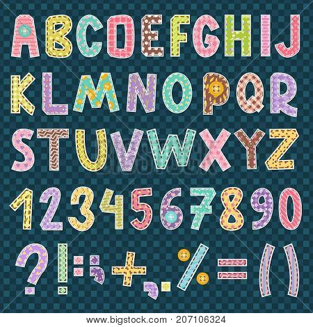 Patchwork alphabet font letters symbol style decoration vector illustration.