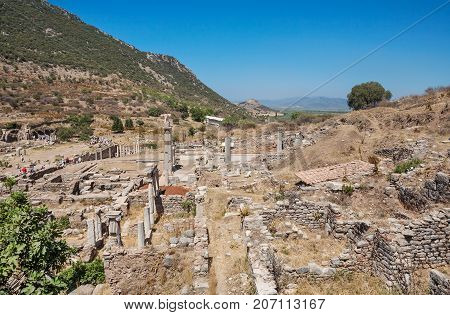 Ruins of the antique Ephesus. Selcuk in Izmir Province Turkey.
