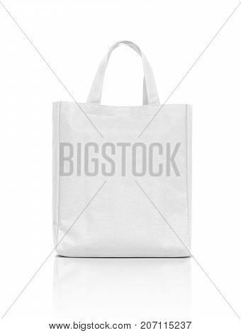 blank white fabric canvas bag for shopping isolated on white background