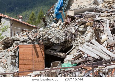 Pretare Marche Italy 24 August 2016. Earthquake center of italy with magnitude 6.5 scale of richter scale. Its destructive force.