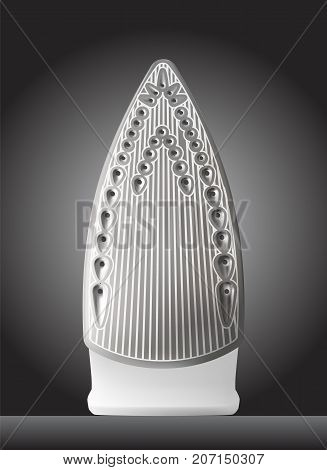 Realistic vector iron front face plate soleplate glide sole bottom illustration with hole for steam