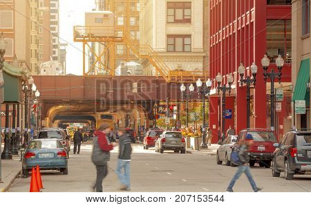 Chicago IL USA october 27 2016: view of people walking in the streets of Chicago USA