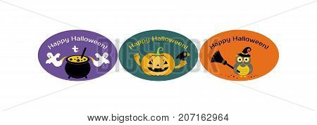 Halloween, stickers or badges, icons or logos in modern line style. Vector illustratio