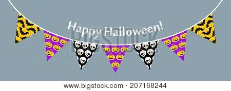 Halloween flags in modern line style. Vector illustration